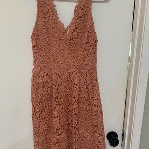 ASTR pastel orange crochet dress